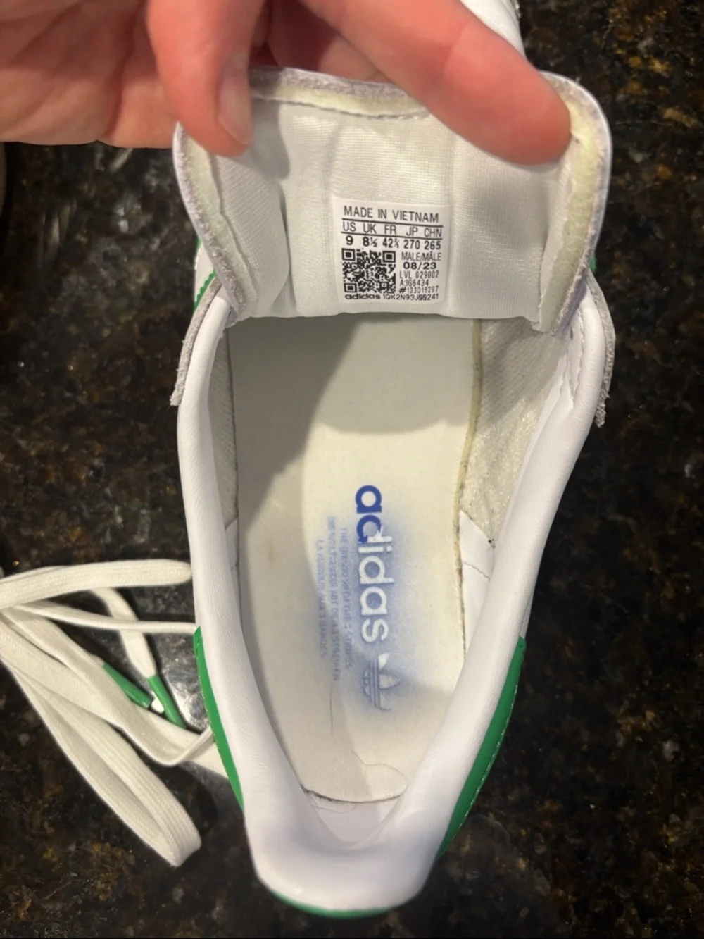adidas White Low-Top Sneakers with Green Accents